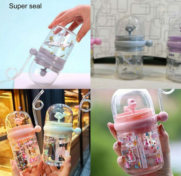 Children Whale Spray Cup Sippy Bottle Cartoon Baby with Sippy Kettle Outdoor Portable Children's Cup (Random Color) - Image 1