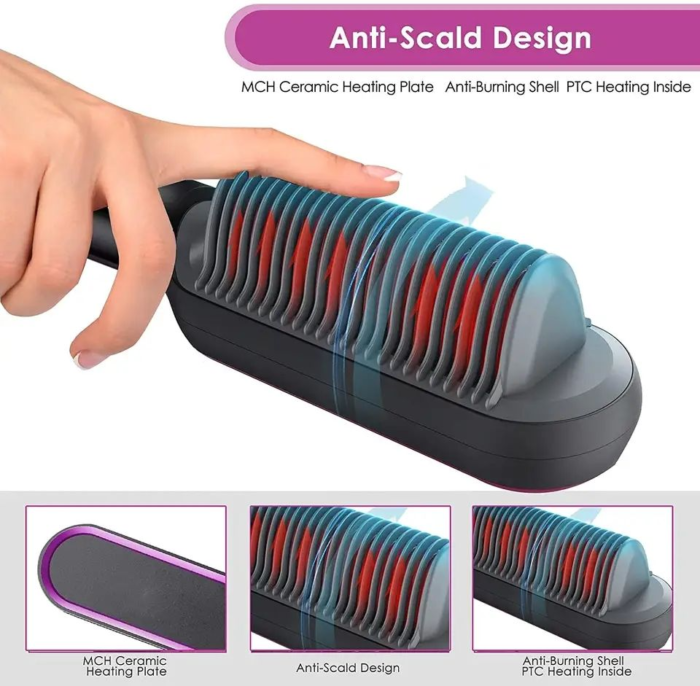 Hqt-909b Electric Professional Hair Straightening Brush (random Color) - Image 5