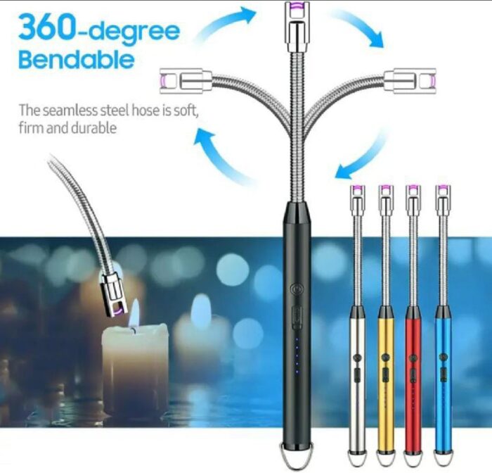 Arc Lighter With Usb Charging,flameless Windproof,led Battery Display,safety Switch | rotate 360 Degrees, for Aromatherapy (random Colors) - Image 1