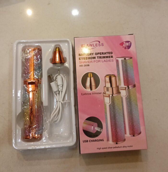 2 in 1 Rechargeable Electric Facial Hair Remover Multi Attractive Color With USB Charging Cable And Cleaning Brush - Image 3